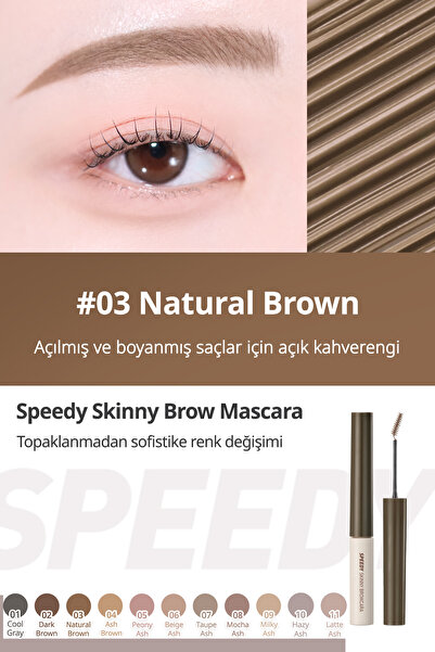 PERIPERA Renklendirici ve Sabitleyici Kaş Maskarası Speedy Skinny Brow Mascara 03 Natural