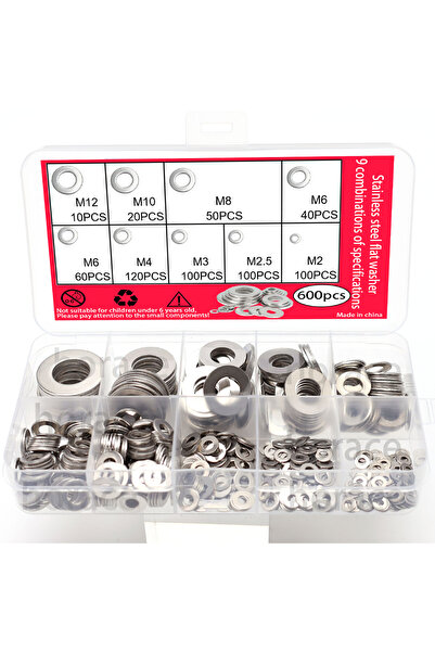 Choice 600pcs 600pcs Stainless Steel Flat Washers, Bolts, Mudguard Washers, 9...