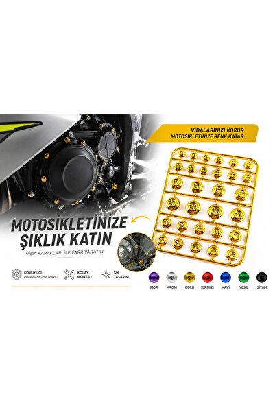 ttr motors Motosiklet Vida Süsleme Kapağı Gold Tüm Modeller