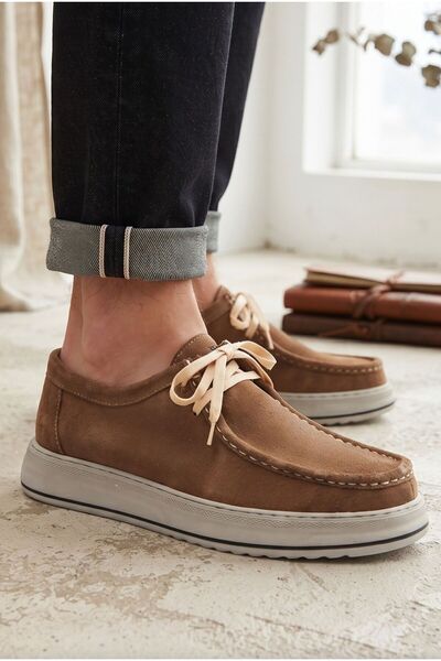 Godystep Rover Genuine Suede Leather Men's Beige Saddle Stitched Comfortable ...