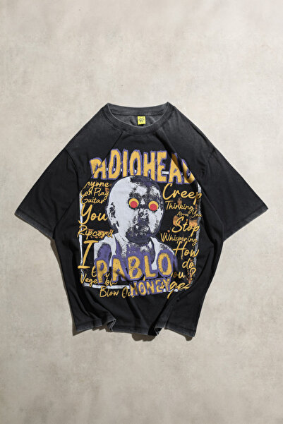 Overdrive Tricou cu mânecă scurtă unisex Radiohead Pablo Honey Vintage Black ...