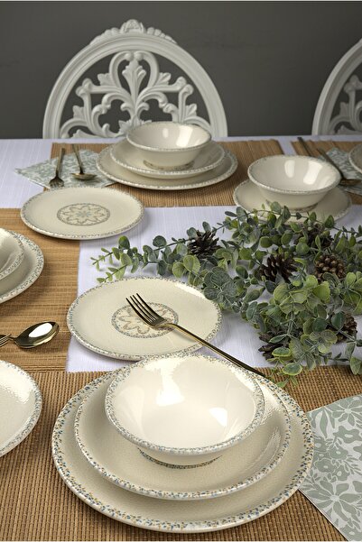 BY BONE Tessera 24 Parça 6 Kişilik Porselen Yemek Takımı