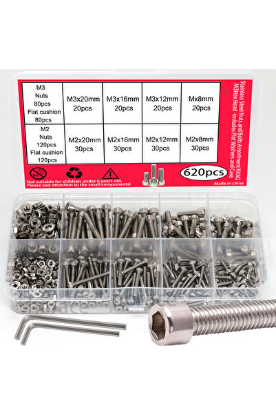 Choice 620pcs 620pcs M2 M3 Stainless Steel Socket Head Cap Screws, Nuts and W...