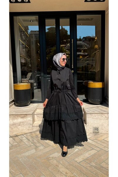 MissWhence 39834 Yelekli Kadın Elbise Siyah
