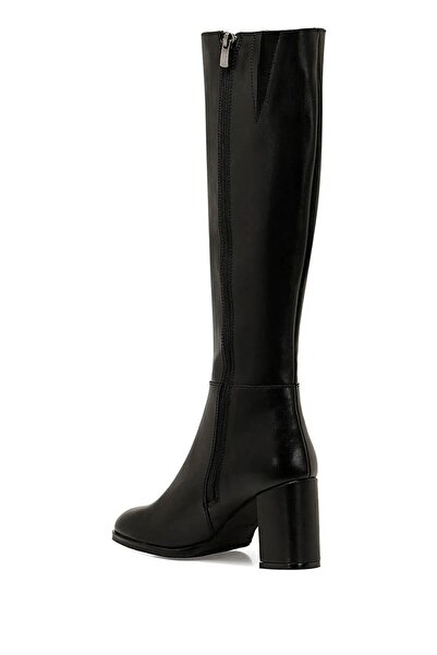 Les Passent Women's Passent Black Zippered High-Heel Leather Boots