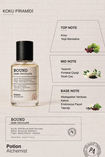 Potion Alchemist Bound Dark Chocolate EDP Kadın Parfüm 50 ml | Çiçeksi, Gurme | Vişne, Çikolata, Kakao, Kahve, Vanily
