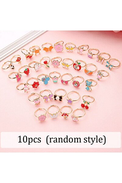 Choice 10pcs random Cute Adjustable Rings for Children Girls Pretend Play Mak...