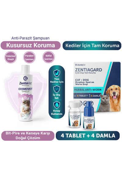 zentiavet Kedi Bit Pire Kene Parazit Arındırıcı Şampuan Kedi Anti Parazit Önl...