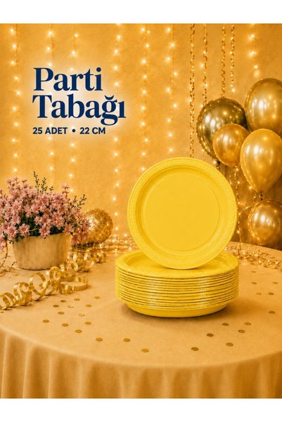 Parti Dükkanım Sarı Plastik Tabak Lüks (25 adet)