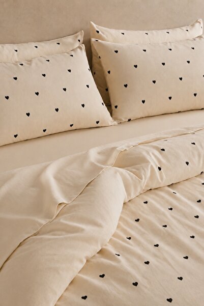 Ricco Lifes Black Heart Single Duvet Cover Set (Without Sheet)