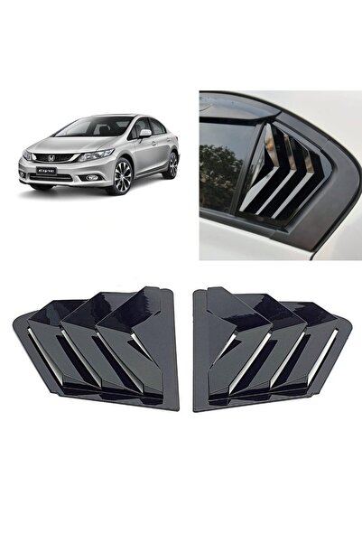 beyaztuning Honda Civic FB7 Kelebek Cam Kaplama Vizör Parlak Siyah