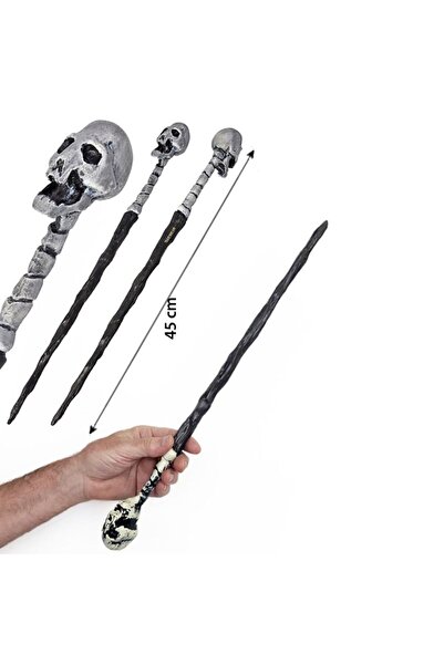 partidolu Halloween İskelet Topuz Başlıklı Plastik Magıc Wand Asa Baston 1 Adet
