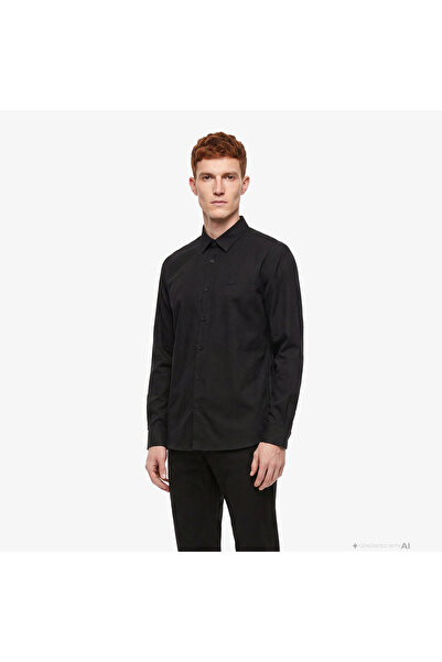 Lacoste Erkek Slim Fit Düğmeli Yaka Siyah Gömlek