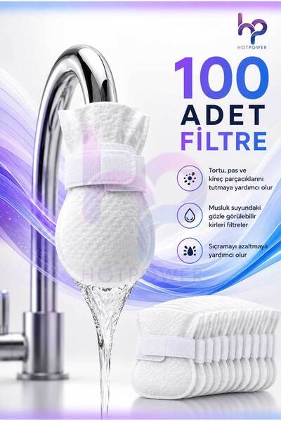 HOT POWER 100 Adet Musluk Ucu Filtresi – Pas, Tortu, Kum ve Kir Tutucu Pratik...