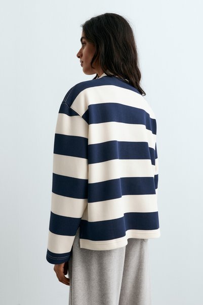 Oysho Striped jacquard cotton piqué polo shirt