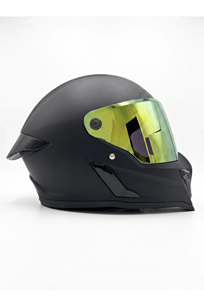 Rivox RX MAT SİYAH KASK ŞEFFAF (+1 GOLD ) VİZÖRLÜ
