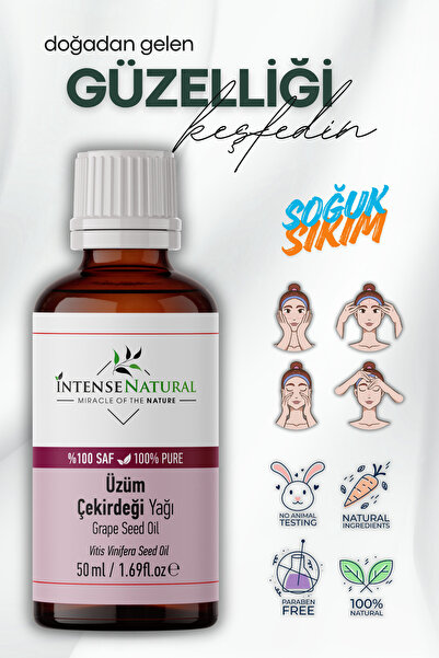 Intense Natural Üzüm Çekirdeği Yağı Soğuk Sıkım 50 ml %100 Saf Ve Doğal Grape...