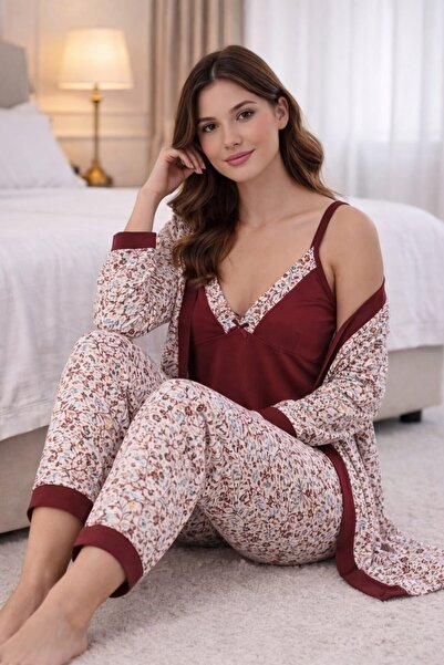 Pemilo Women's 4053 3-Piece Viscon Pajama Set