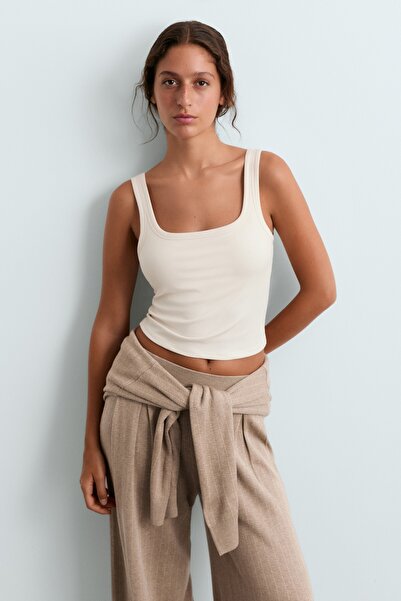 Oysho Kare yaka modal karışımlı fitilli tank top