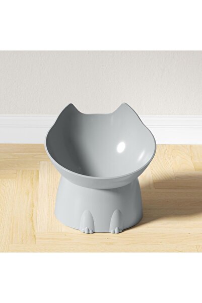 choice2 Gray Elevated Cat Bowl, Anti-Tip Plastic Raised Pet Feeding Dish with...