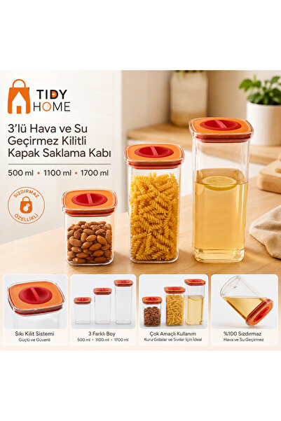 ORGANİZERS Full Vacuum Locked Leak Proof Transparent Storage Container Set of...