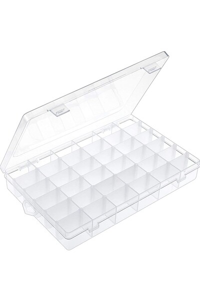 Choice 1pc 36 Grid Transparent Plastic Storage Box, with adjustable compartme...