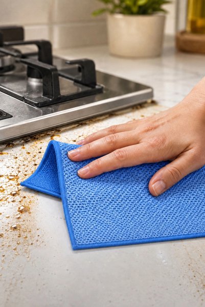 Ellesill Masterpro Blue Tough Dirt Cloth 40X40 cm (1 Piece) - Cleans Tough Dirt, Oil, Limescale, and Dry Stains