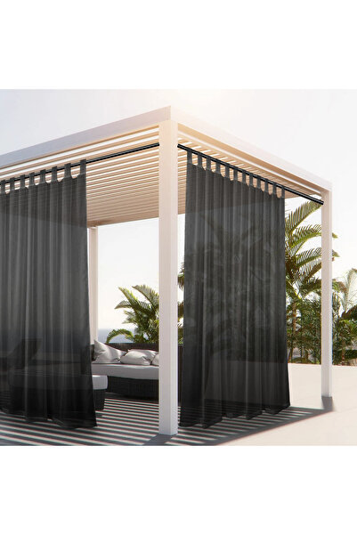 Choice13 Tab top W137 x H213 Grey 1PC, Outdoor Sheer Volie Curtain With Tab T...