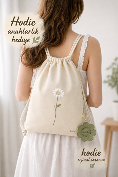 hodie collection Rucsac din pânză cu șnur, cu model Daisy, subțire, ușor, din...