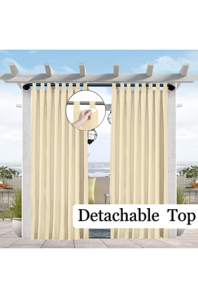 Choice Tab top W254 x H274 Beige 1PC Sun-Blocking & Waterproof Curtain - Easy...
