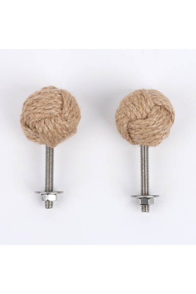 Choice 2PCs A Hemp Rope Drawer Knobs Round Handmade Cabinets Dresser Handles ...