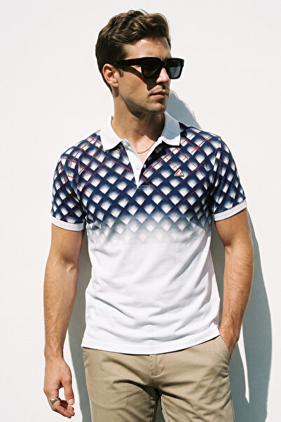 Tommy Crosse Men's Regular Argyle Detailed 100% Cotton Polo Collar Tshirt