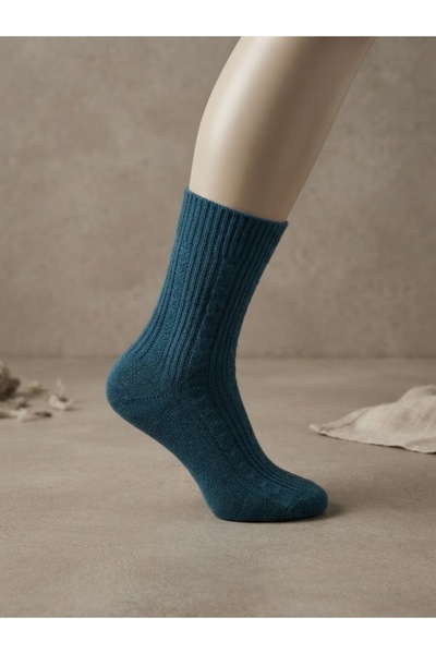 Fonem Women's Socket Seamless Wool Socks Fo 8003 Petrol %58 Recyclable Wool B...