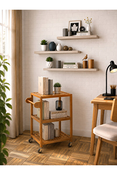 INTERBUILD REAL WOOD Interbuild Masif Akasya,holger Mutfak Servis Arabası,520...