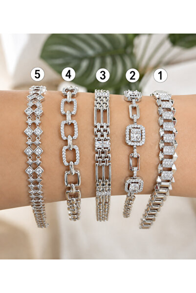 XUPİNGS JEWELRY سوار نسائي من Xuping بلون فضي مرصع بالأحجار - مع 5 خيارات مخت...