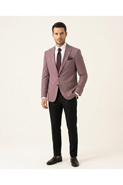 Presto Erkek 6 Drop Slim Fit Bordo Ekose Ceket – Premium Kumaş, Klasik ve Mod...