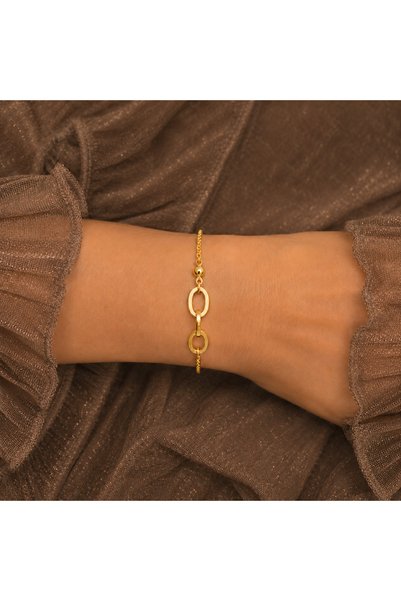 hand shey 3'lü Oval Halka Detay Bileklik | VIP Premium | CM Logolu | Gold Renk