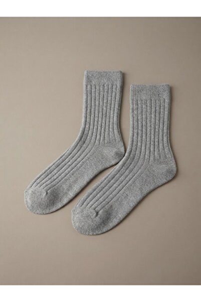 Fonem Women's Lycra Derby Wool Socks Fo 8004 Gray 50% Recycled Wool, Ribbed D...