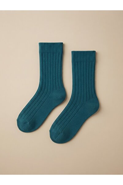 Fonem Women's Lycra Derby Wool Socks Fo 8004 Petrol 50% Recycled Wool, Ribbed...