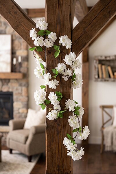 BYSHOME Yapay Çiçek Bahar Dalı Sarmaşık Japon Kiraz Çiçekli 230 Cm 18 Çiçekli...