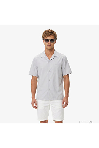 Lacoste Erkek Relaxed Fit Kısa Kollu Gri Gömlek