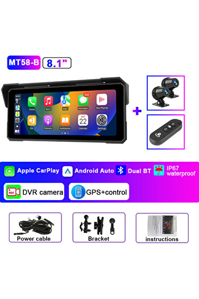choice2 DVR button Jansite Portable 8.1 inch IP67 Waterproof Motorcycle 4K DV...