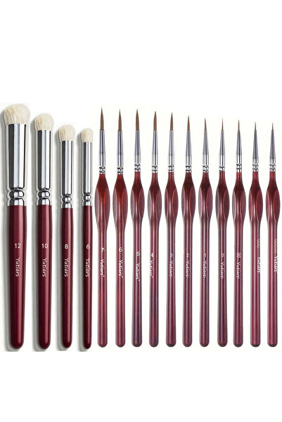 choice2 15 PCS 4/11/15Pcs Miniature Detail Paint Brushes Wood Handle Drybrush...