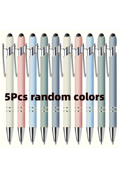 Choice 5pcs random colors Metal-sprayed Ballpoint Pen Aluminum Pole Beauty Pe...