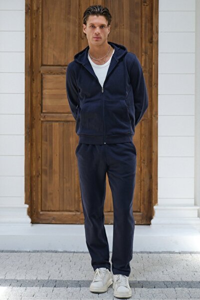 Shooter Sportswear طقم بدلة رياضية شتوية للرجال باللون الأزرق الداكن بتقنية ث...