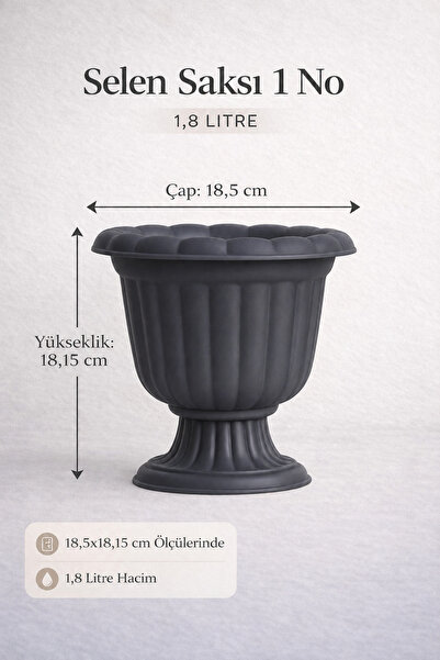 ÖZATAK PLASTİK Selen Ayaklı Saksı 1.8 Litre Plastik Ayaklı Deliksiz Çiçek Sak...