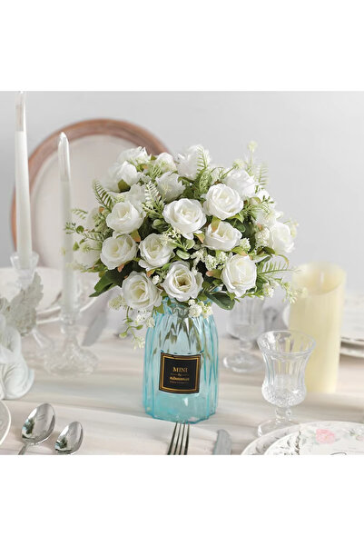 Choice 30cm Rose White Silk Bouquet Peony Artificial Flower 5 Big Head 4 Smal...