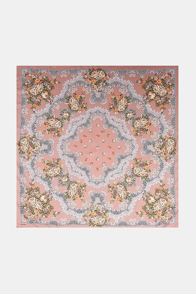 Kayra Retro Rose Patterned Scarf Camel