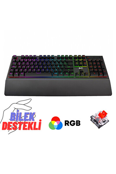 Sarftech Siyah Türkçe Q Kablolu Bilek Destekli Blue Switch Ses Tekerlekli RGB...