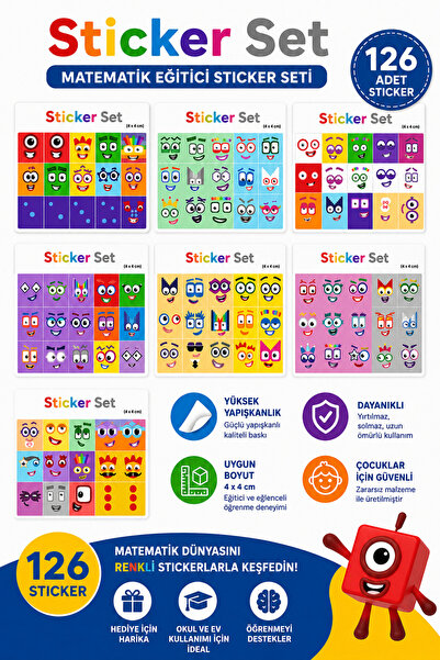 Pass Pano Mathematics Educational Unit Cube Mini Sticker Set 126 Pieces – Num...